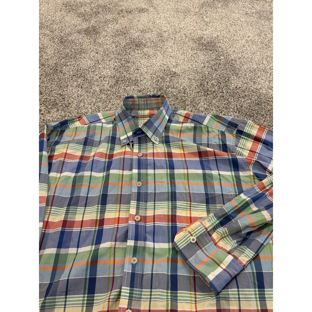 Alan Flusser Mens XL Plaid Button Down Shirt Long Sleeve Multi Color Cotton‎